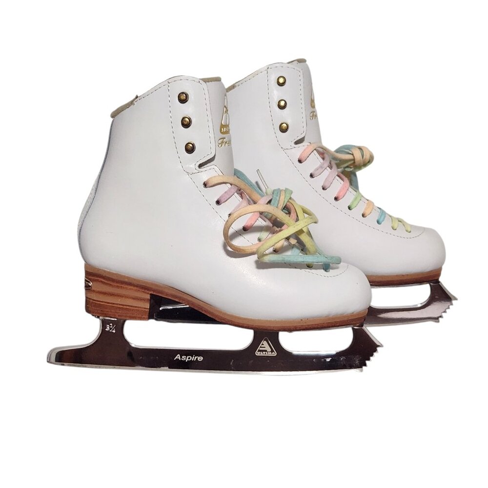 Jackson Freestyle Figure Skates Skating White w/ Glow In the Dark Laces Size 2C